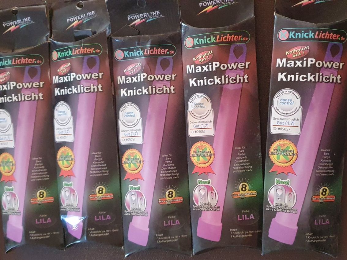 Lampade: 5 Stück Maxi Power Knicklicht – Nuovo e nell'imballaggio originale da Läufelfingen venduto da jac_vp95