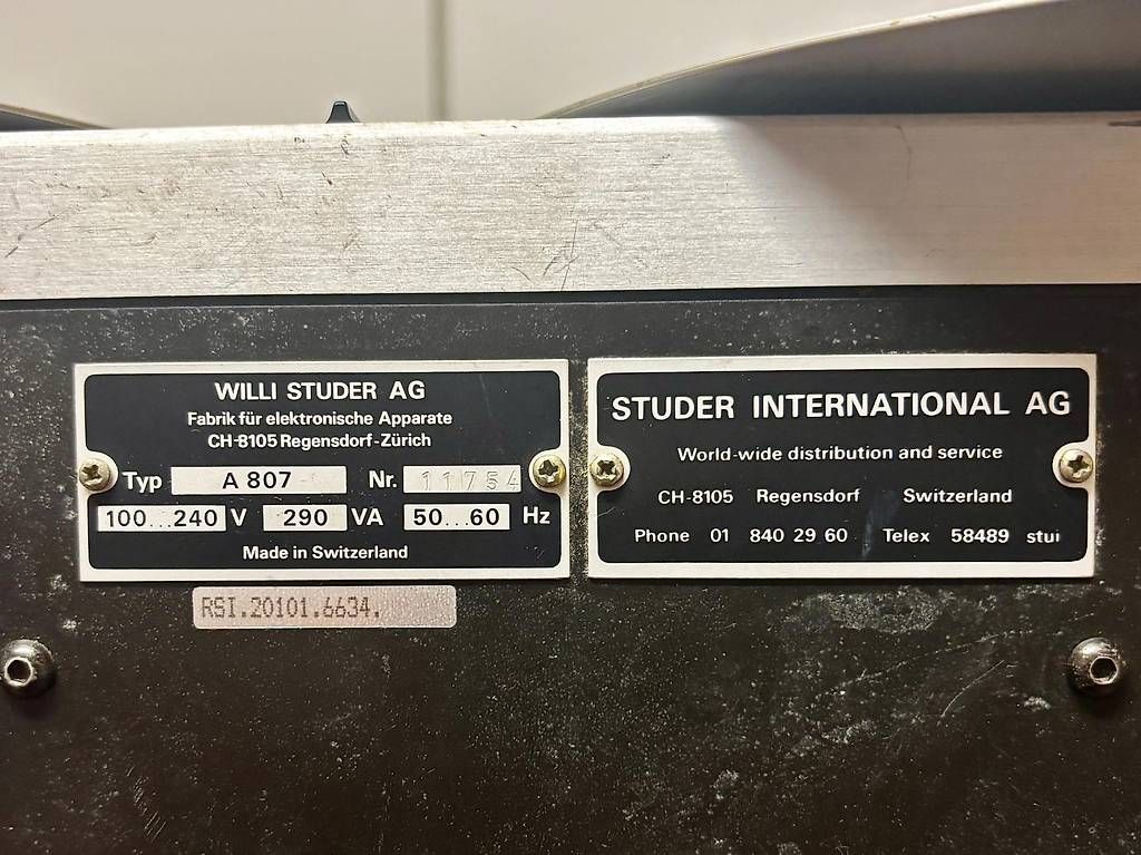 Studer Appareils à bandes: STUDER A807 Tape recorder – D'occasion à Giubiasco par fen_hr8w 3