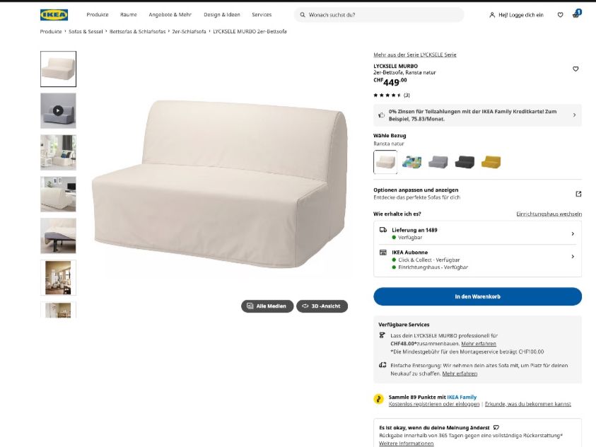 Ikea Divani: Canapé lit LYCKSELE MURBO IKEA – Usato da Vallon venduto da coc_5vb9 6