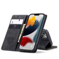 iPhone 13 Mini-Etui à rabat clapet portefeuille noir