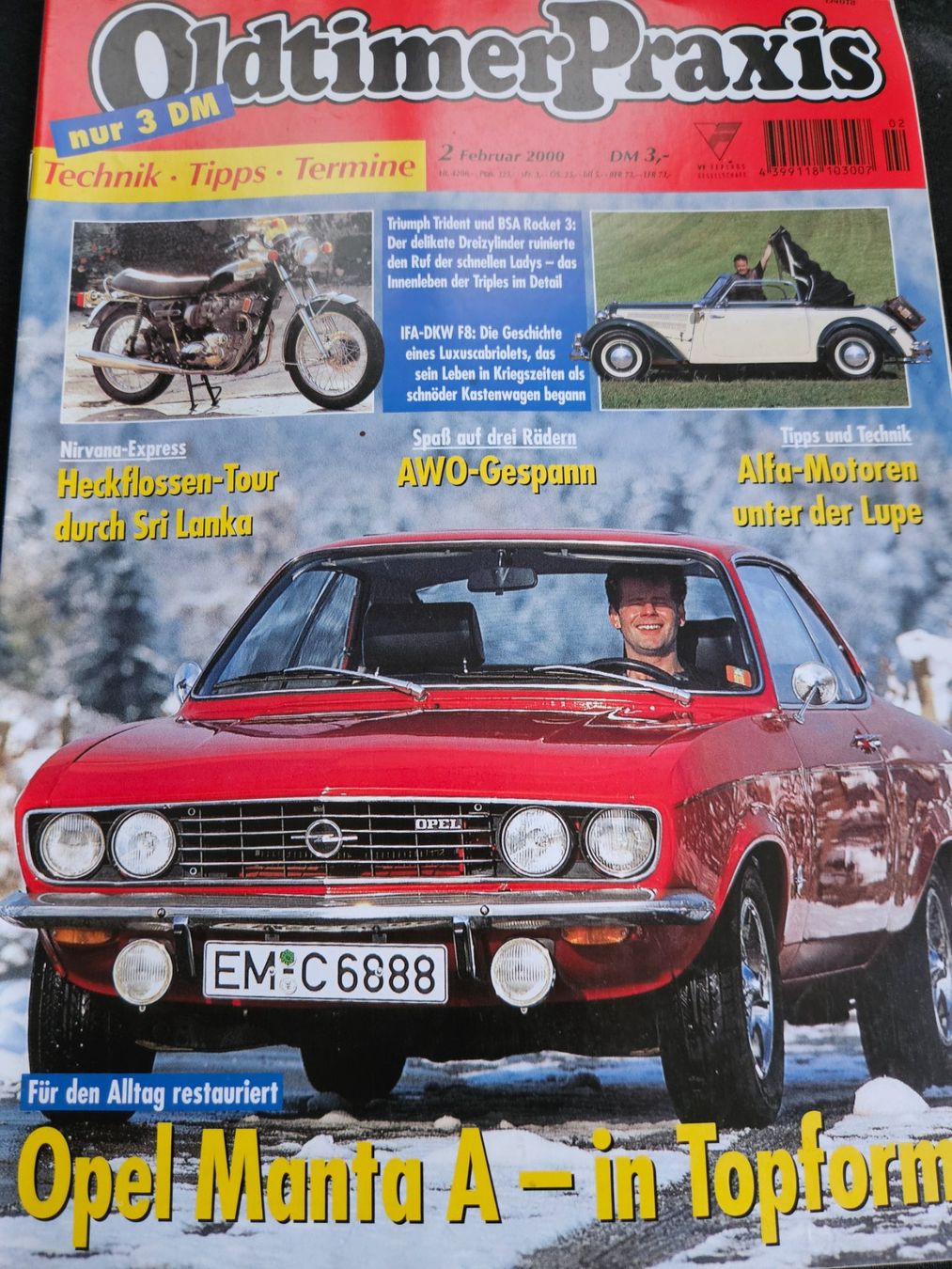 Sonstiges Fahrzeugzubehör: Oldtimer Praxis 2/00 Opel Manta BSA Rocket 3 Trident AWO xx – Gebraucht aus Flawil von sr1_f6st