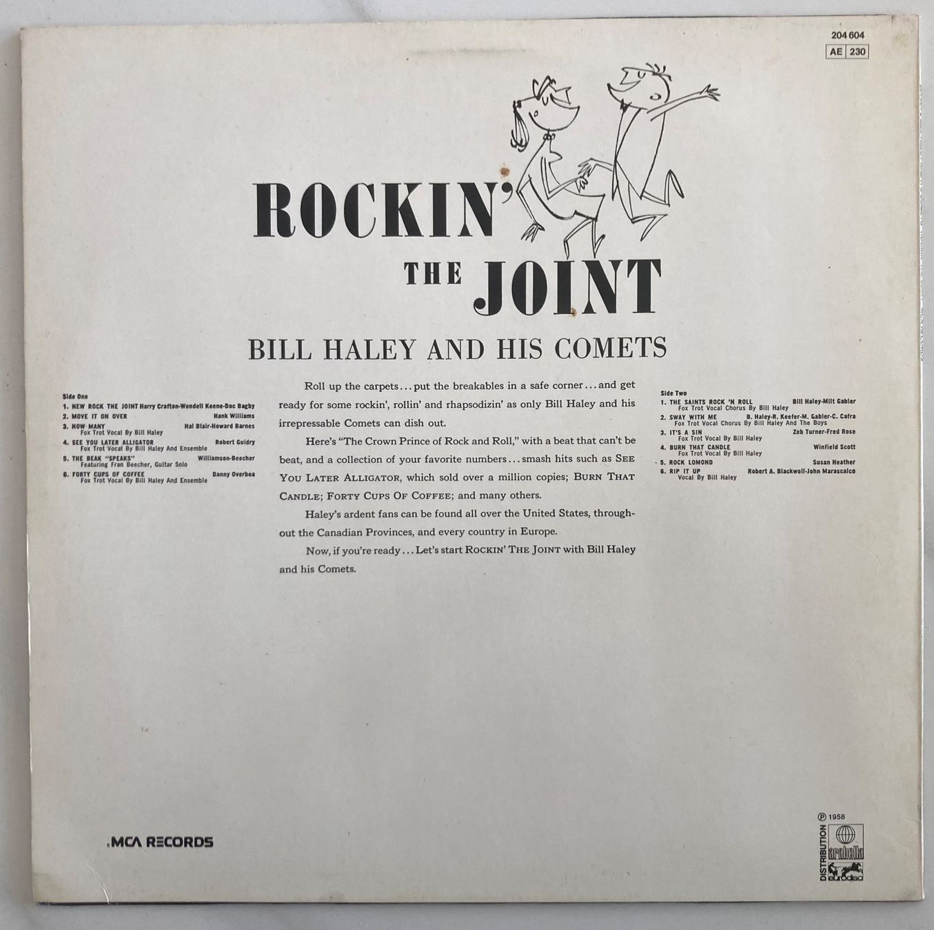 Dischi in vinile: BILL HALEY AND HIS COMETS - ROCKIN' THE JOINT – Usato da Poliez-Pittet venduto da Newtown-Records 1