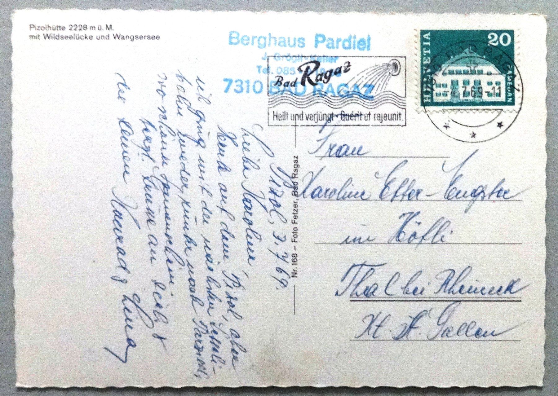 Cartoline postali: Pizolhütte 2228 m ü.M., Wangsersee – Usato da Fétigny venduto da Billy2miny 1