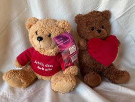 2 süsse Plüschbären mit Herz Valentinstag 💖🐻🐻💖