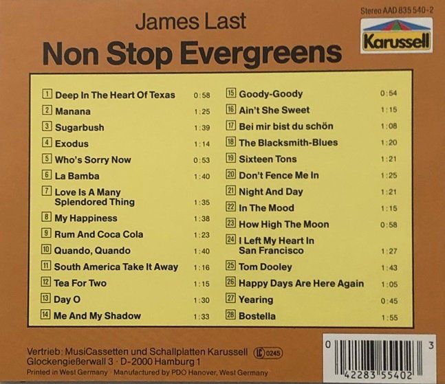 CDs: James Last – Non Stop Evergreens – Gebraucht aus Grüningen von azulgris 1