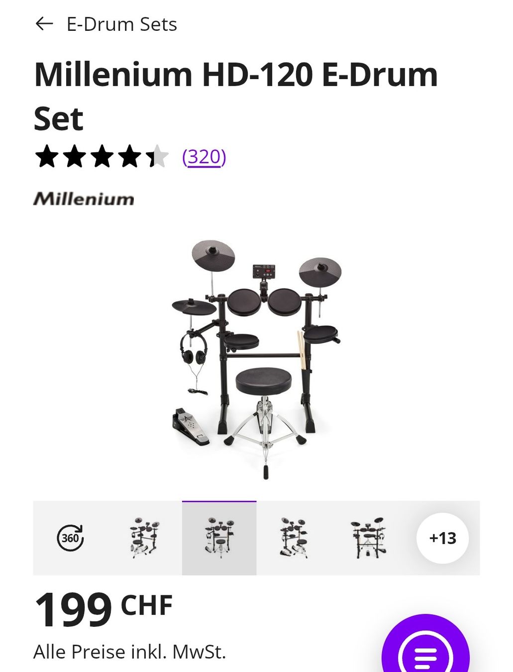 Thomann Strumenti musicali: Millenium HD-120 E-Drum Set –sehr guter Zustand  – Nuovo (secondo la descrizione) da Kreuzlingen venduto da Reba1417 2