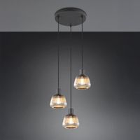 Pendelleuchte, 3 Strahler, Glas, 37 cm Ø
