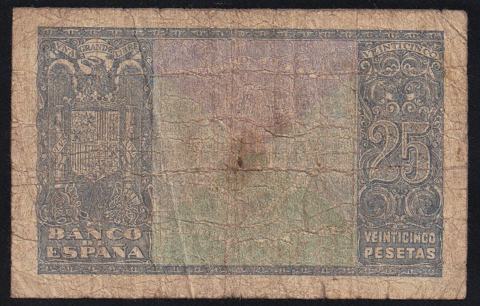 Banconote: Spanien 25 Pesetas 1940 – Usato da Brugg AG venduto da banknoten_muesli 1