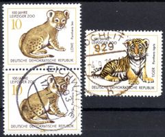 100 JAHRE LEIPTZIGER ZOO 2 MARKEN GESTEMPELT - EY98