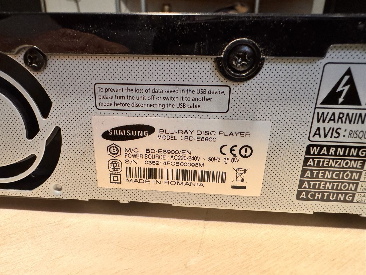Samsung Audio- & Mediensysteme: BLU-RAY-Player Samsung BD-8900 – Gebraucht aus Moosseedorf von Buchsiu 2