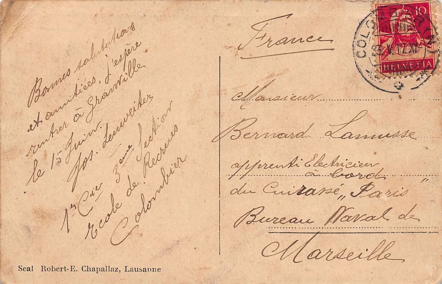 Cartoline postali: Colombier, la Caserne N° 1, circulée 1917 – Usato da Frauenfeld venduto da POML 1