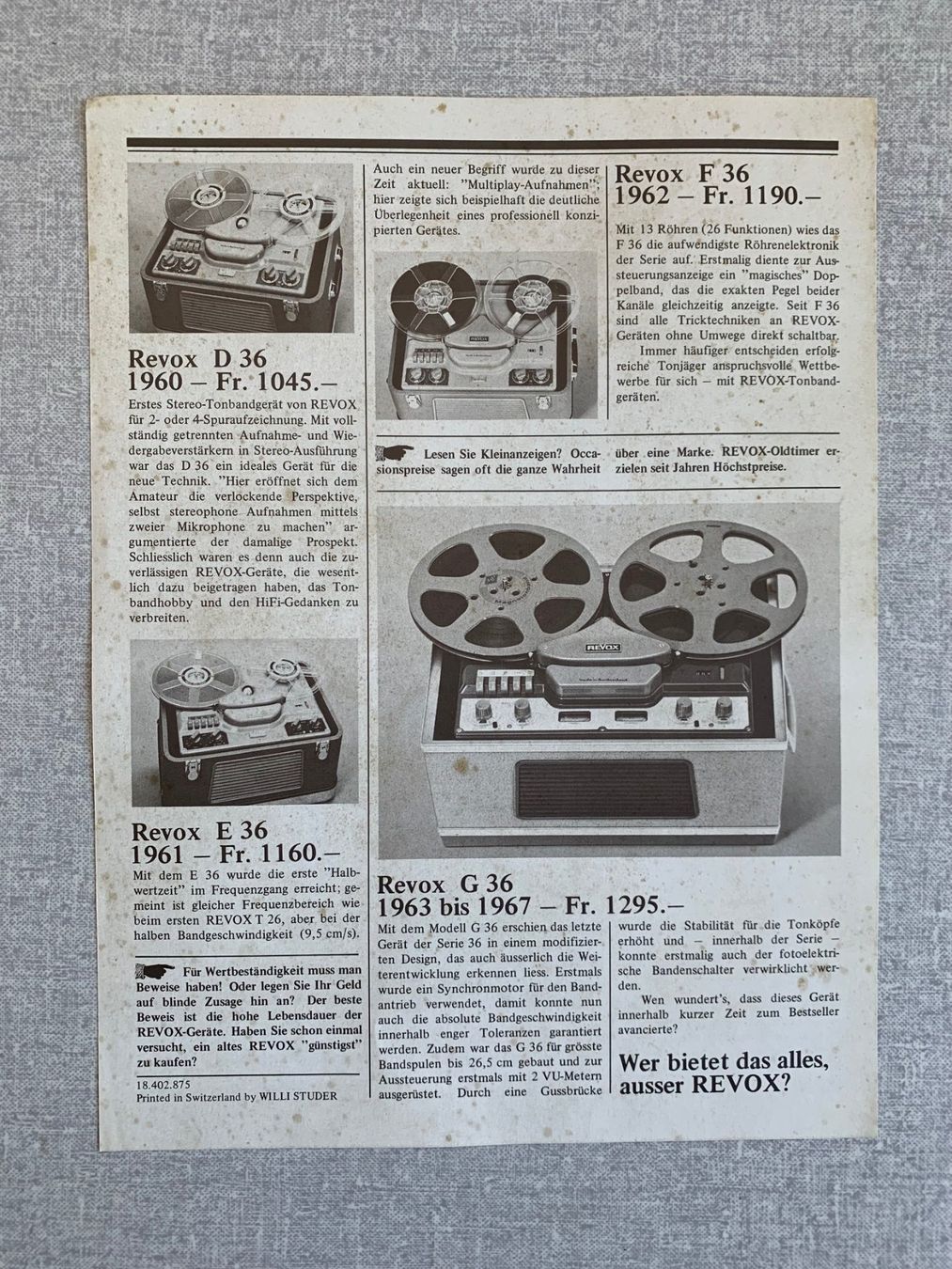 Revox Documenti: ORIGINAL VINTAGE REVOX INFO-MAPPE – Nuovo (secondo la descrizione) da Seuzach venduto da torensu 3