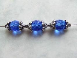 2 Perlkappe  altversilbert 6mm lang