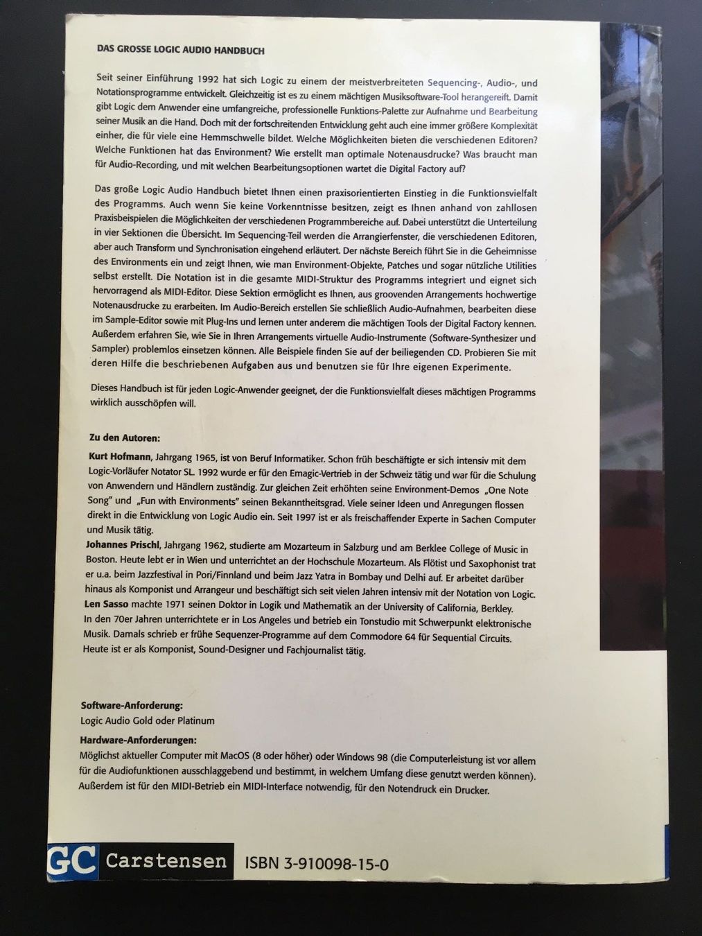 Libri: Hofmann/Prischl/Sasso: Das grosse Logic Audio Handbuch, 2000 – Usato da Basel venduto da loukash 1