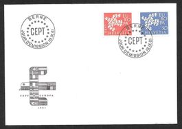 FDC Serie 379 - 380 Europamarken ET Berne 18.9.1961