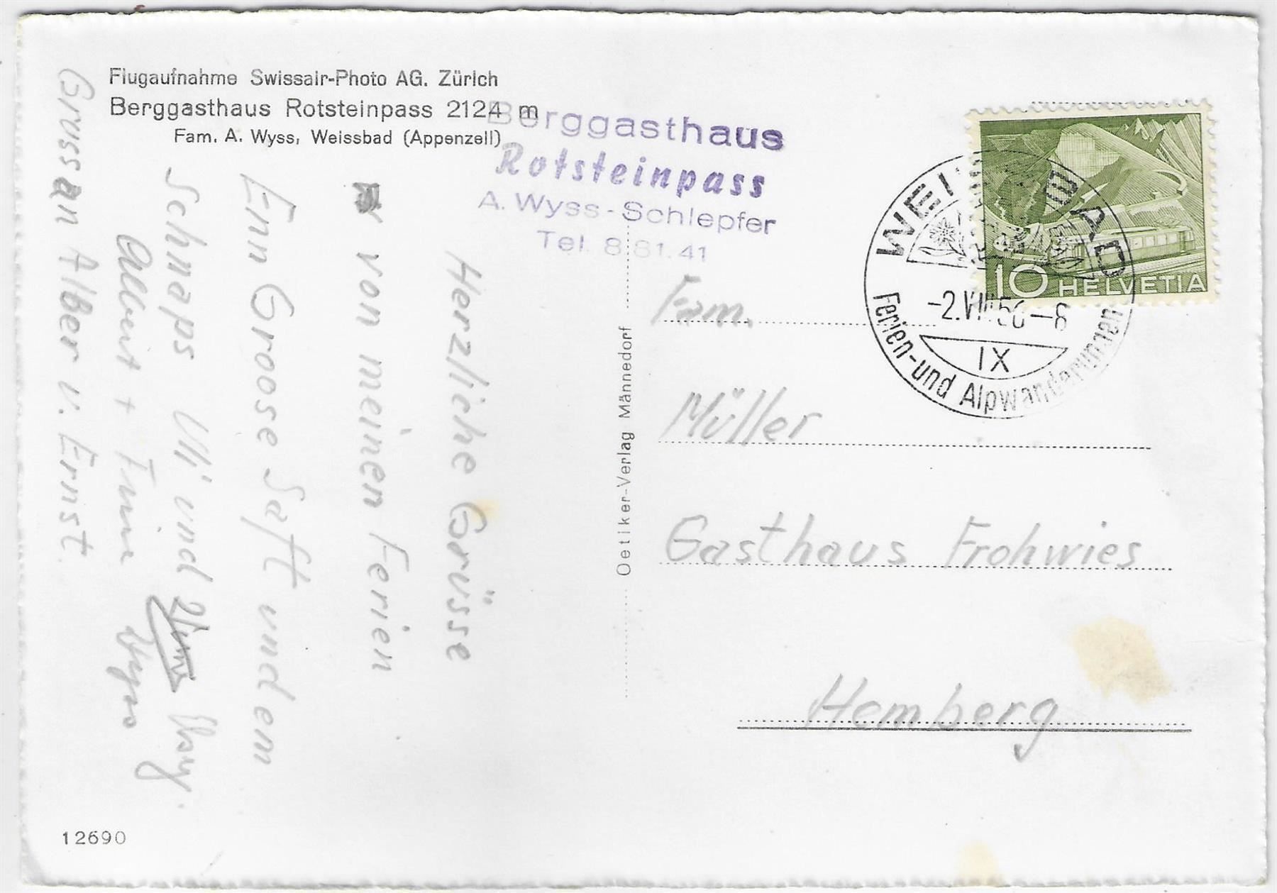 Cartoline postali: Flugaufnahme Berggasthaus Rotsteinpass – Antico da Ettingen venduto da Kartenplanet 1