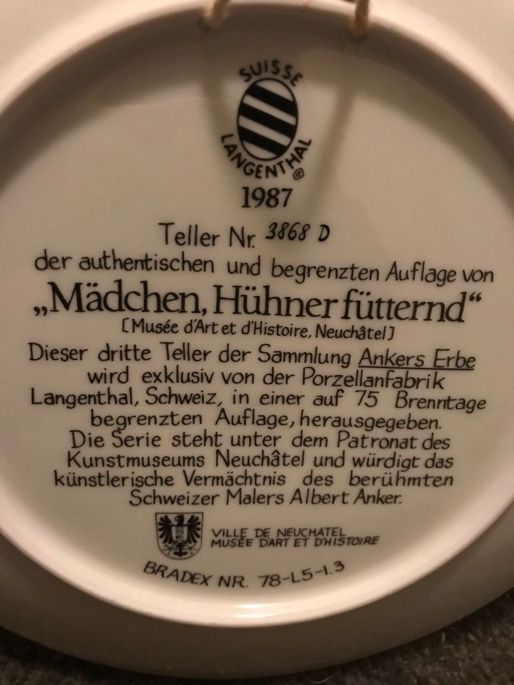 Piatti: Teller Albert Anker Nr 3868 D – Usato da Waldenburg venduto da Oliro75 1