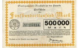 Neustadt 500000 Mark+Stempel 08.08.1923 VZ+-VZ++
