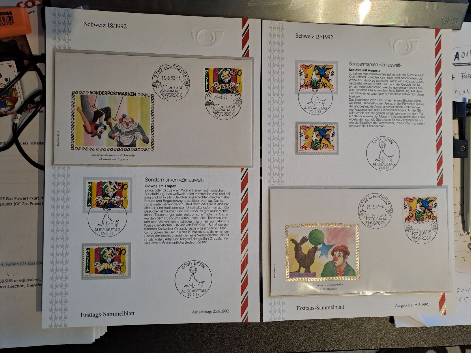 Alle Briefmarken: Sondermarken Zirkuswelt 1992 – Neu (gemäss Beschreibung) aus Fischbach-Göslikon von Totsch 1