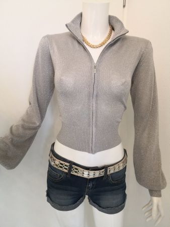🤩MANGO STRICK-JACKE SILBER MIT REISSVERSCHLUSS GUCCI P.