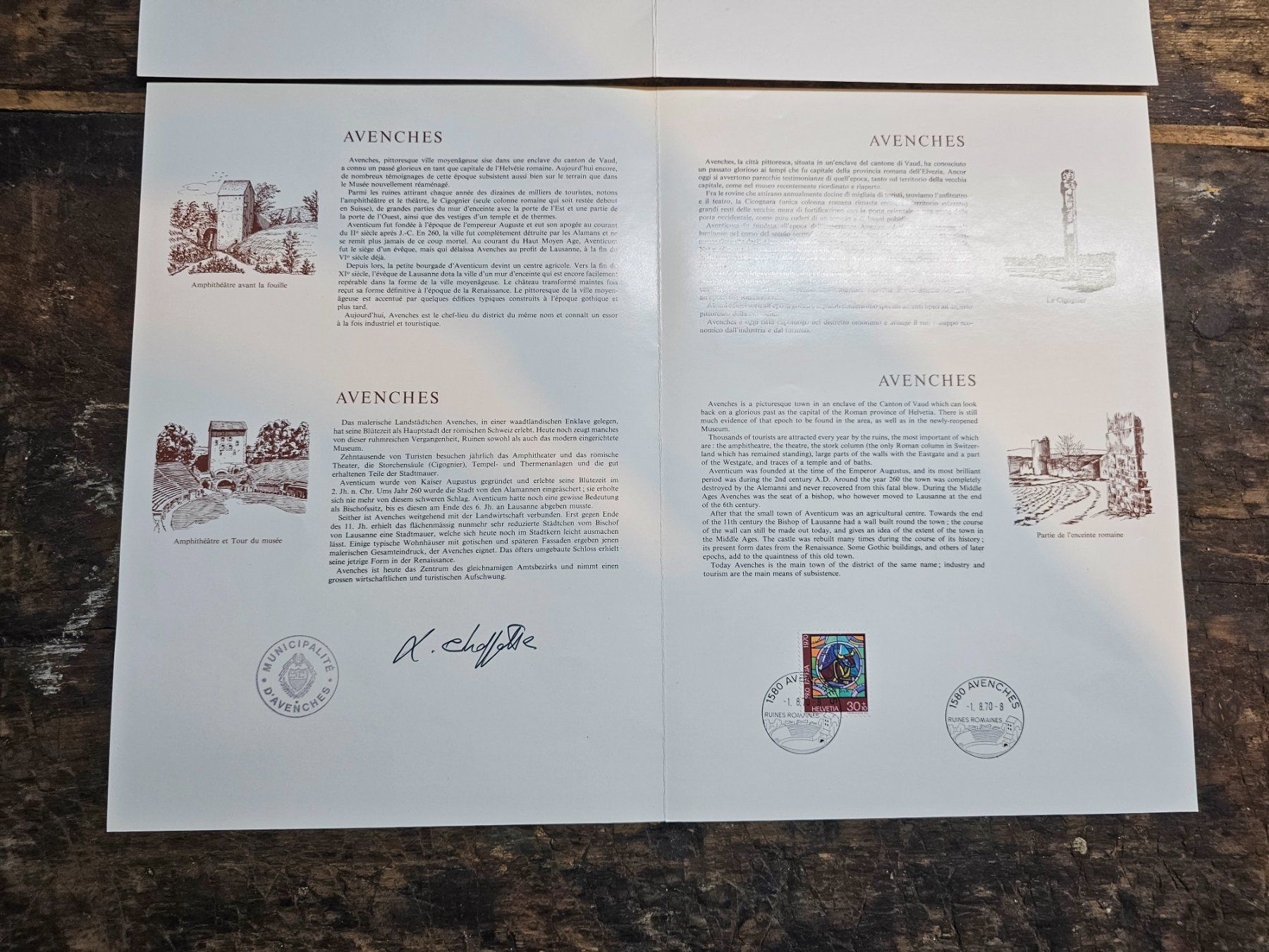 Tutti i francobolli: CH 1970 Avences - Documenti storici – Usato da Monte Carasso venduto da giave 2