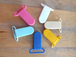 6 Clips Neu Plastik 6 Farben, Nuggi