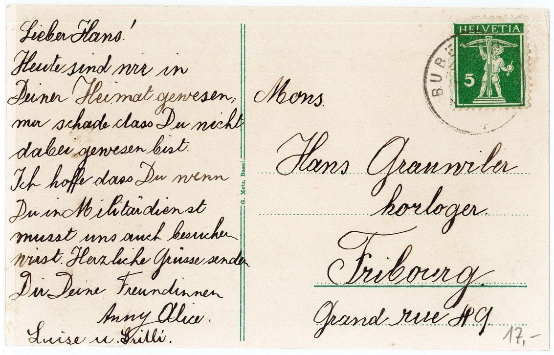 Cartoline postali: BL 100 Schloss Wildenstein 1912 – Usato da Fribourg venduto da philafri 1