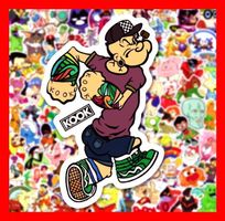 Cartoon Charakter Popeye Feuerstein 100 Stickerset Aufkleber