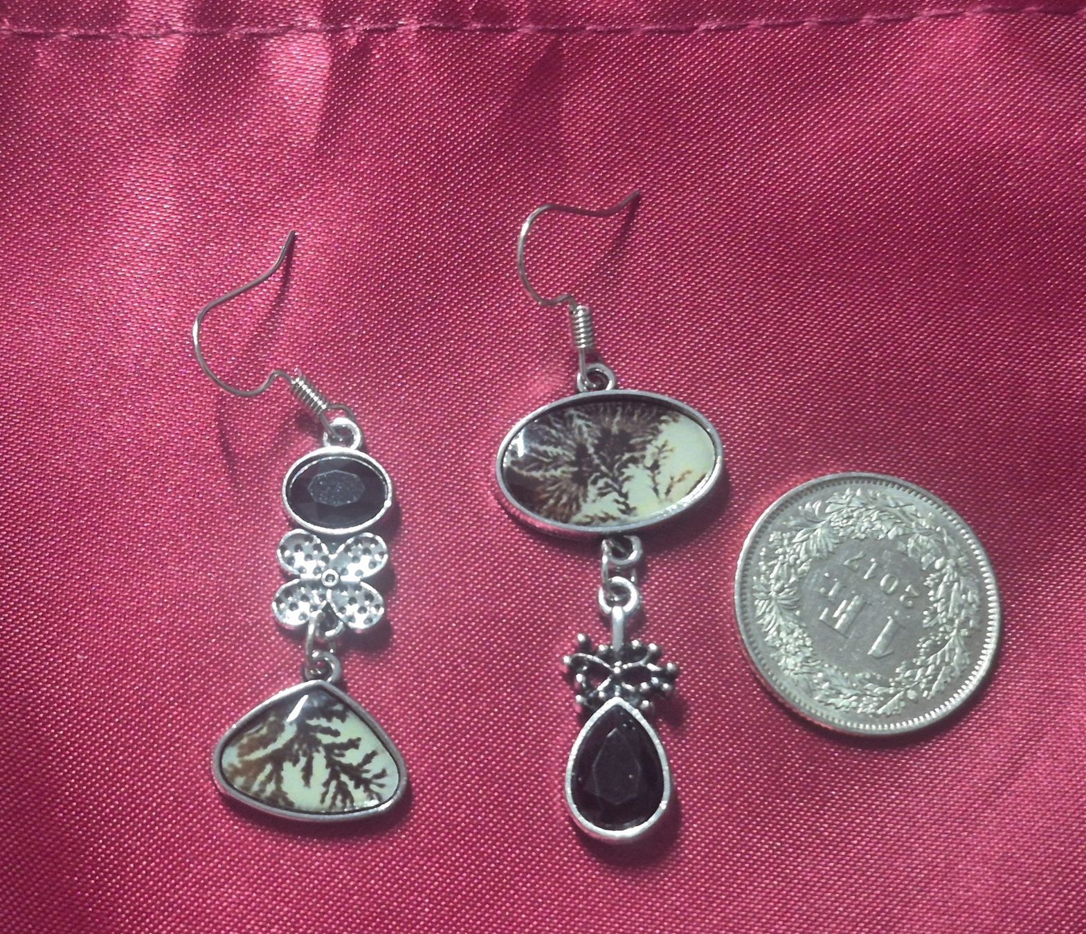 Boucles d'oreille: Orecchini argento con pietre dendritiche e onice Gothic boho – Neuf (Voir description) à Giubiasco par Stefaniav 3