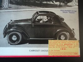 Prospekt Fiat 500 1937 Rarität Cabriolet - Limousine