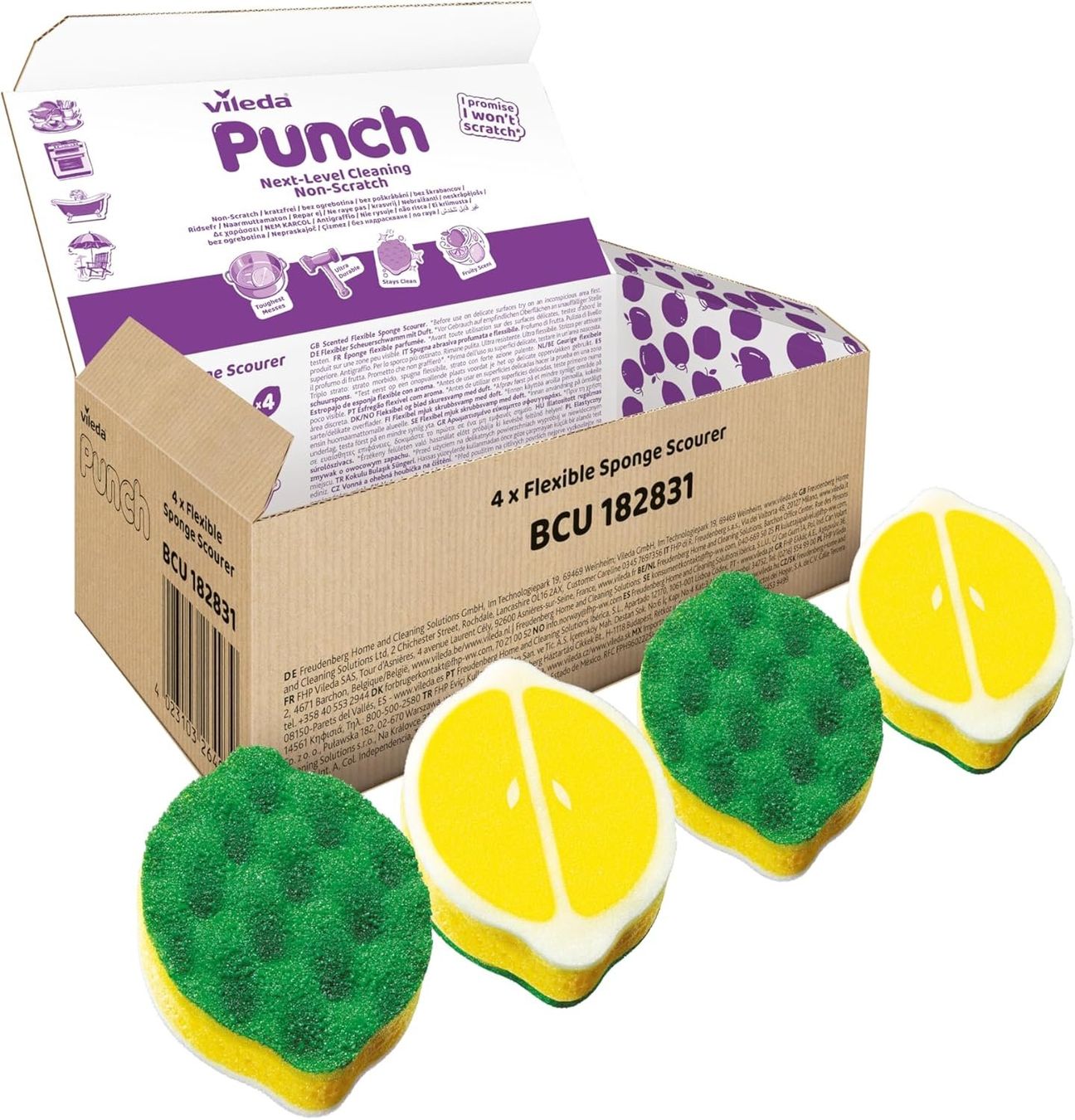 Sonstiges für Haushalt & Wohnen: Vileda Punch Scheuerschwamm 4er Set Zitrone kratzfrei – Neu und originalverpackt aus Suhr von SchnapperCH
