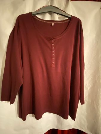 Sheego Shirt, bordeaux, Gr. 56/58, Ulla Popken, Langarm