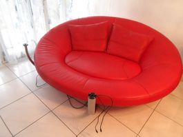 Ledersofa DE SEDE Leder Modell DS-152 Glas Tisch TV 2 Kissen