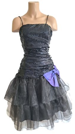 Tangokleid Tanzkleid Vintage Abendkleid Corsagen schwarz 42