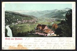 AK Wattwil, Teilansicht mit Hotel, 1900