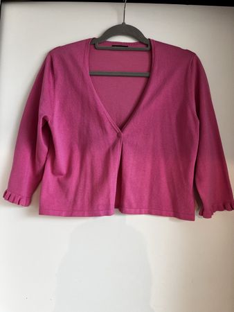 Damen Strickjacke Pink Grösse S mit Rüschen an den Ärmeln