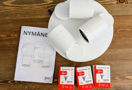 Deckenstrahler IKEA Nymåne weiss 3 Spots mit LED Leuchtmitte
