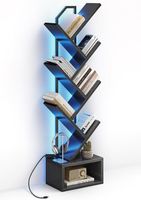Baum Bücherregal 6 Ebenen Standregal Holz Schwarz