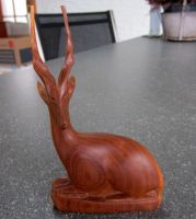 Mid Century Holzfigur Antilope, Gazelle aus Teakholz, H=15cm