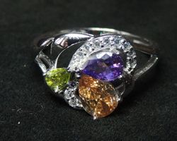 Rhodinierter Silber 925 Fingerring mit Zirkonia Gr. 57