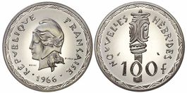 Vanuatu, Neue Hebriden, 100 Francs 1966, ESSAI