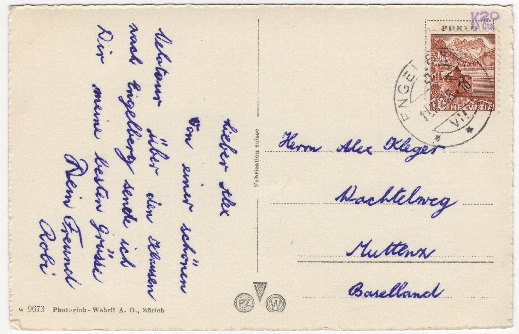 Cartoline postali: Engelberg. Schwebebahn Gerschni - Trübsee – Usato da Eglisau venduto da Chperfins 1