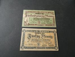 Dt. Reich, Kamen - 2 Notgeldscheine