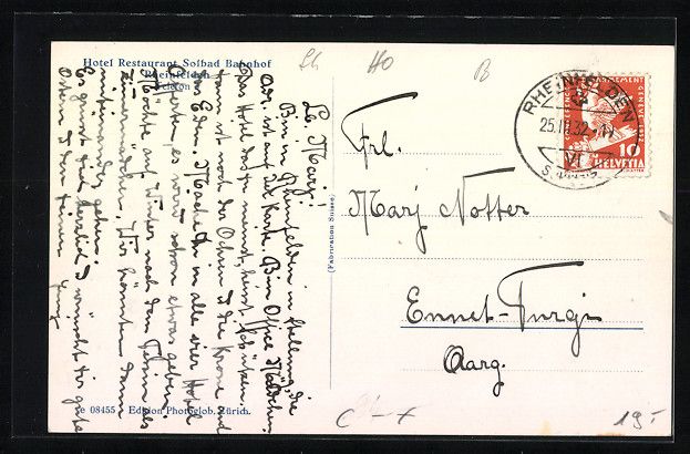 Cartoline postali: Rheinfelden, Hotel Restaurant Solbad Bah – Usato da Berlin venduto da bartko-reher 1