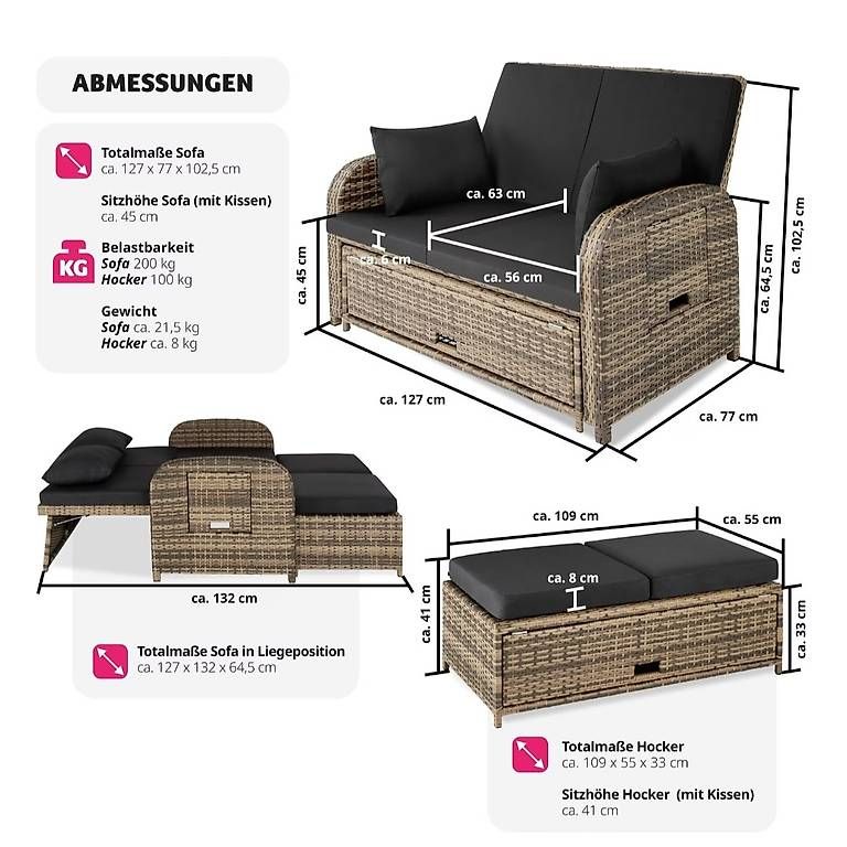 Divani: Outdoor 2er-sester-sofa Tectake – Usato da Adliswil venduto da Vannili