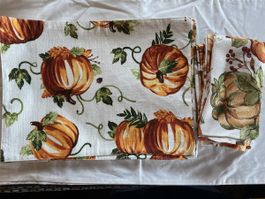 4x Pumpkin Harvest Placemats & Napkins - Autumn Decor Set