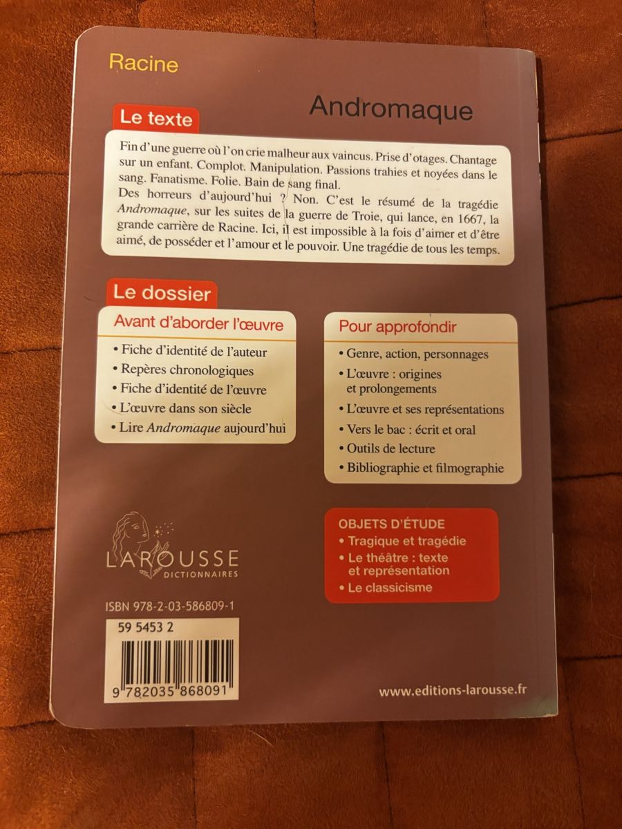 Libri: Andromaque - Racine – Usato da La Chaux-de-Fonds venduto da lea_77ly 1