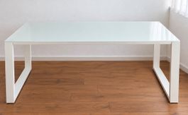 Schreibtisch MAXIM 160 × 80 cm – Weiss mit Glasplatte