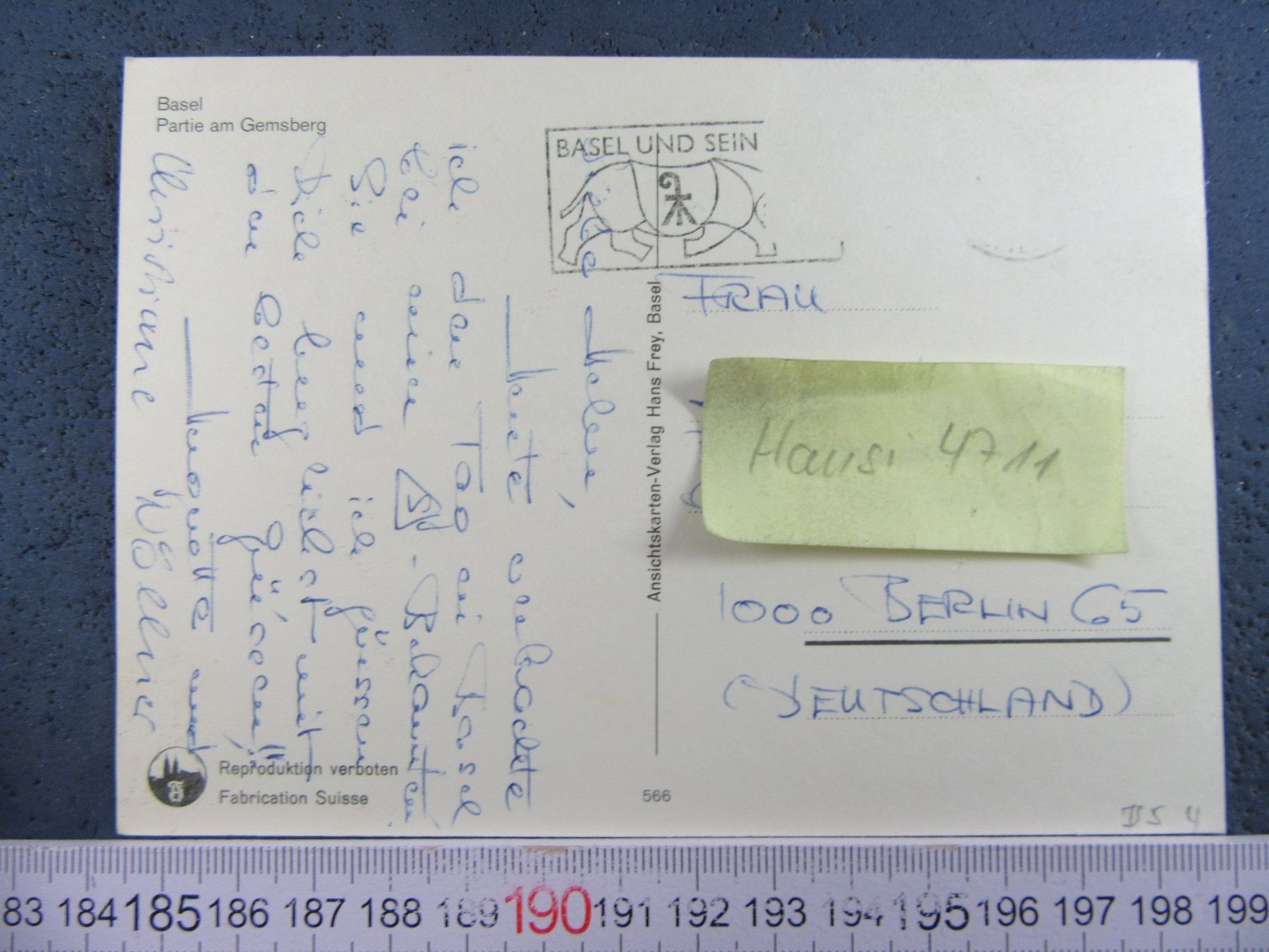 Ansichtskarten: BASEL PARTIE AM GEMSBERG AK-BS – Gebraucht aus Ettingen von Hausi4711 1