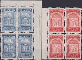 1924, Nr.167+168 (Weltpostverein) Viererblöcke postfrisch**.
